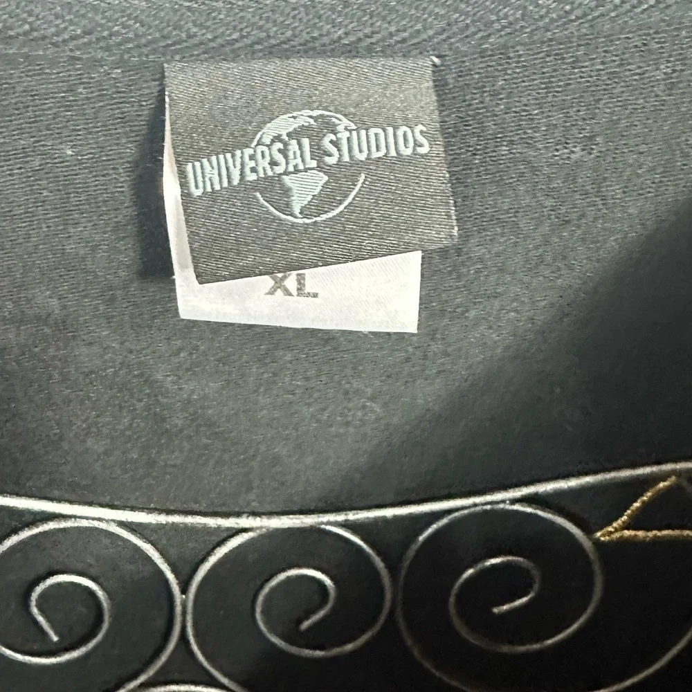 Universal Studios gold sequin stars black sweater size XL